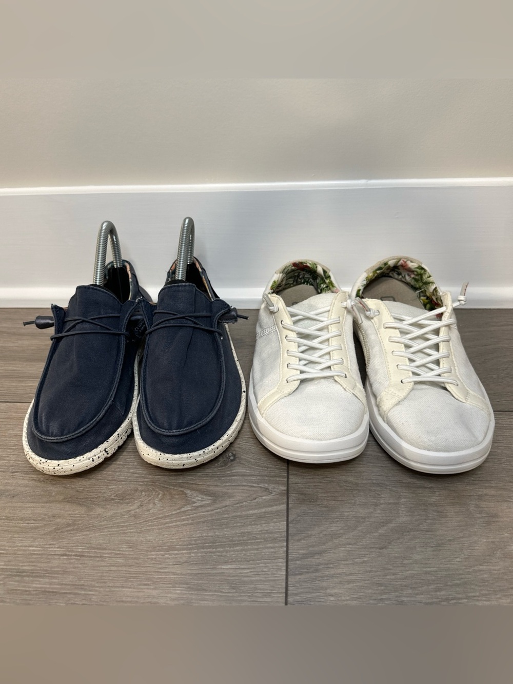 Lot Of 2~Hey Dude Women’s Size 6 Shoes Blue Wendy White Karina Sneakers Loafers